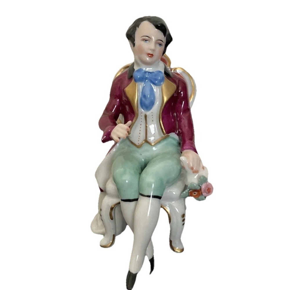 Vtg Frankenthal Dresden Germany Porcelain Gentleman Courtier~Bouquet‎ of Flowers